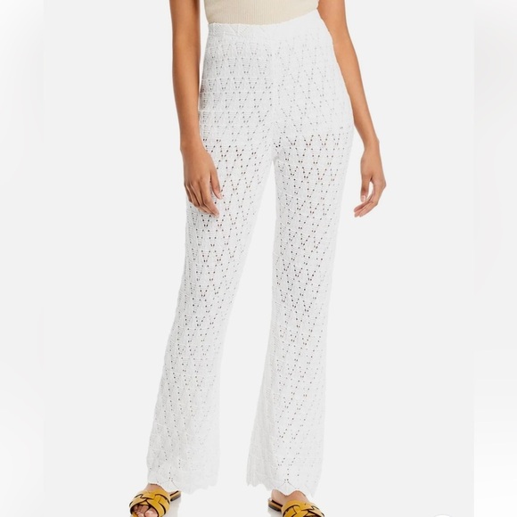 WAYF - Womens High Rise Open Stitch Straight Leg Pants in Ivory Size Small NWT - Picture 1 of 14